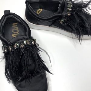 Sam Edelman Lelani Black Satin Platform Sneaker